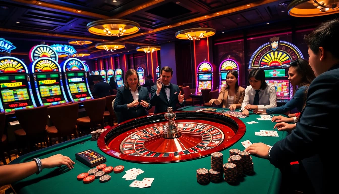 Experience thrilling gameplay at https://kjc.football/ with a lively roulette table in an elegant casino.