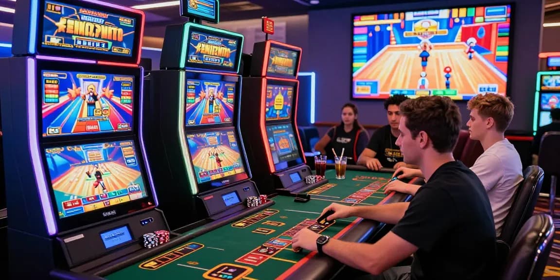Exciting gaming atmosphere at credit card casinos with players engaging at modern gaming tables.