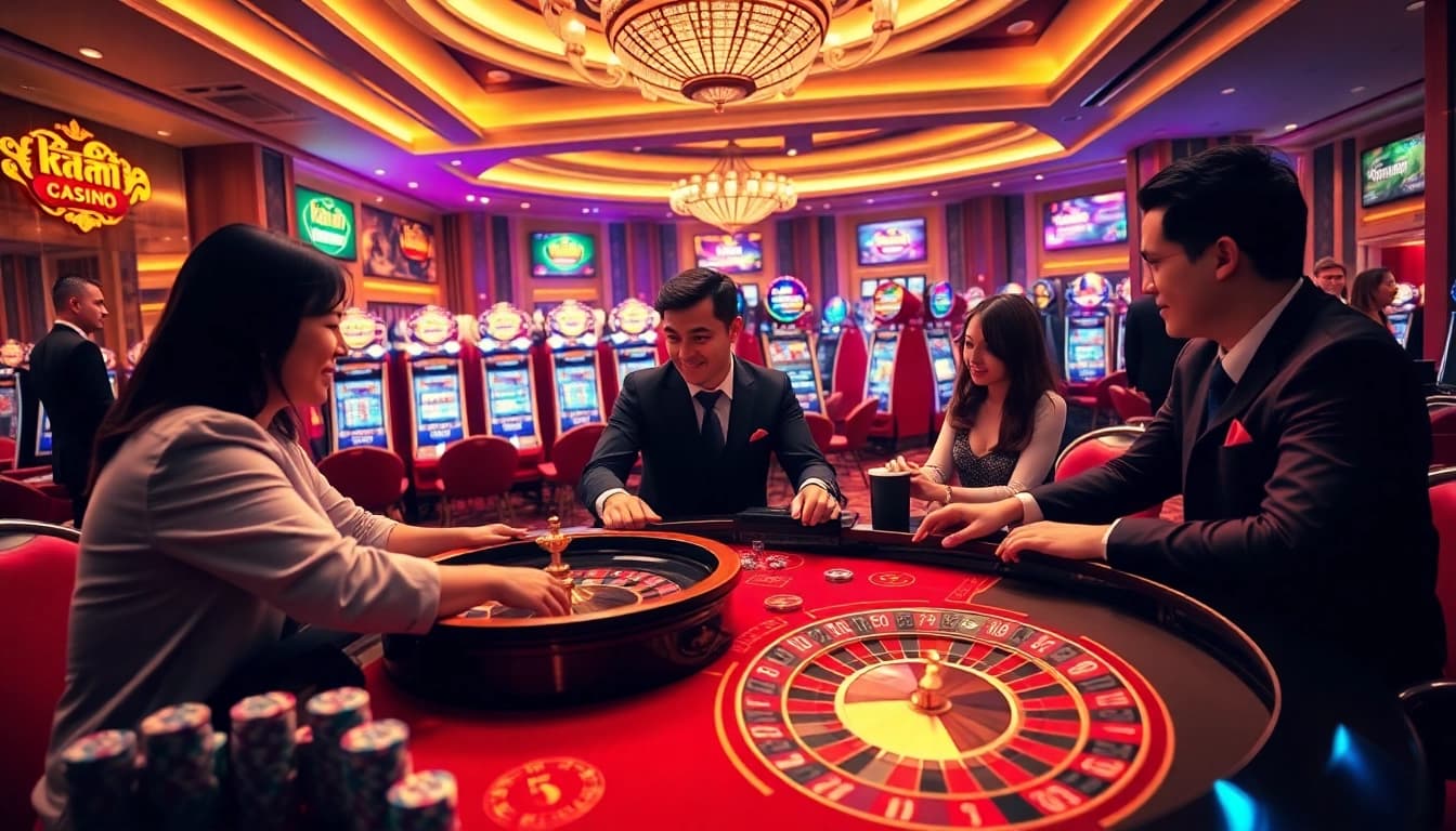 Kèo nhà cái 5 themed casino betting table with players engaged in exciting gambling activities.