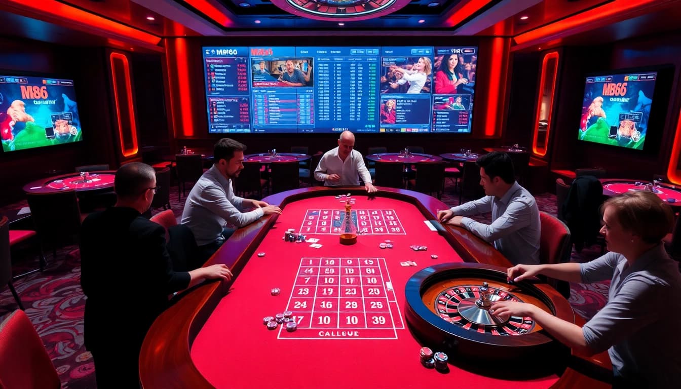 Experience thrilling gameplay at MB66, featuring vibrant casino tables and engaging digital interfaces.