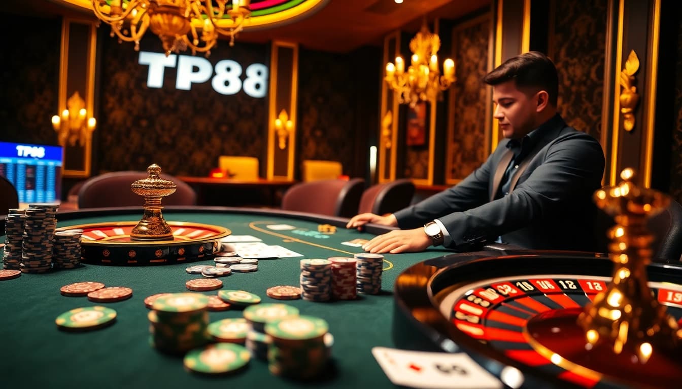 Experience high-stakes gaming action at TP88 with vibrant casino tables and thrilling gameplay.