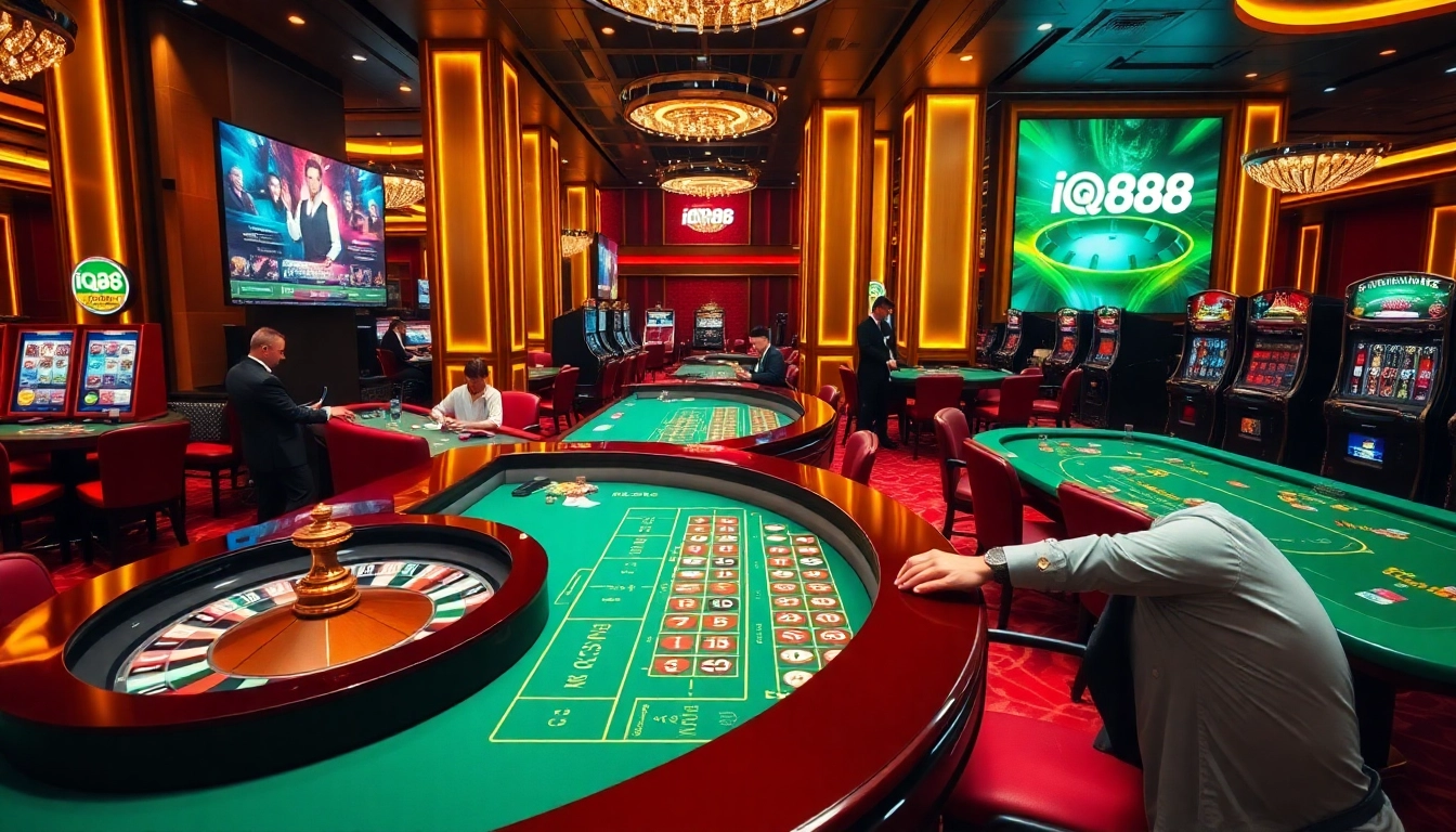 Experience thrilling gameplay at iq88 with luxurious casino tables and vibrant chips.