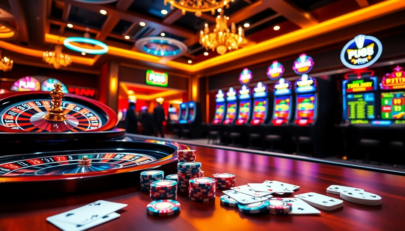 Experience thrilling gaming action at PU88's vibrant casino tables and slot machines.