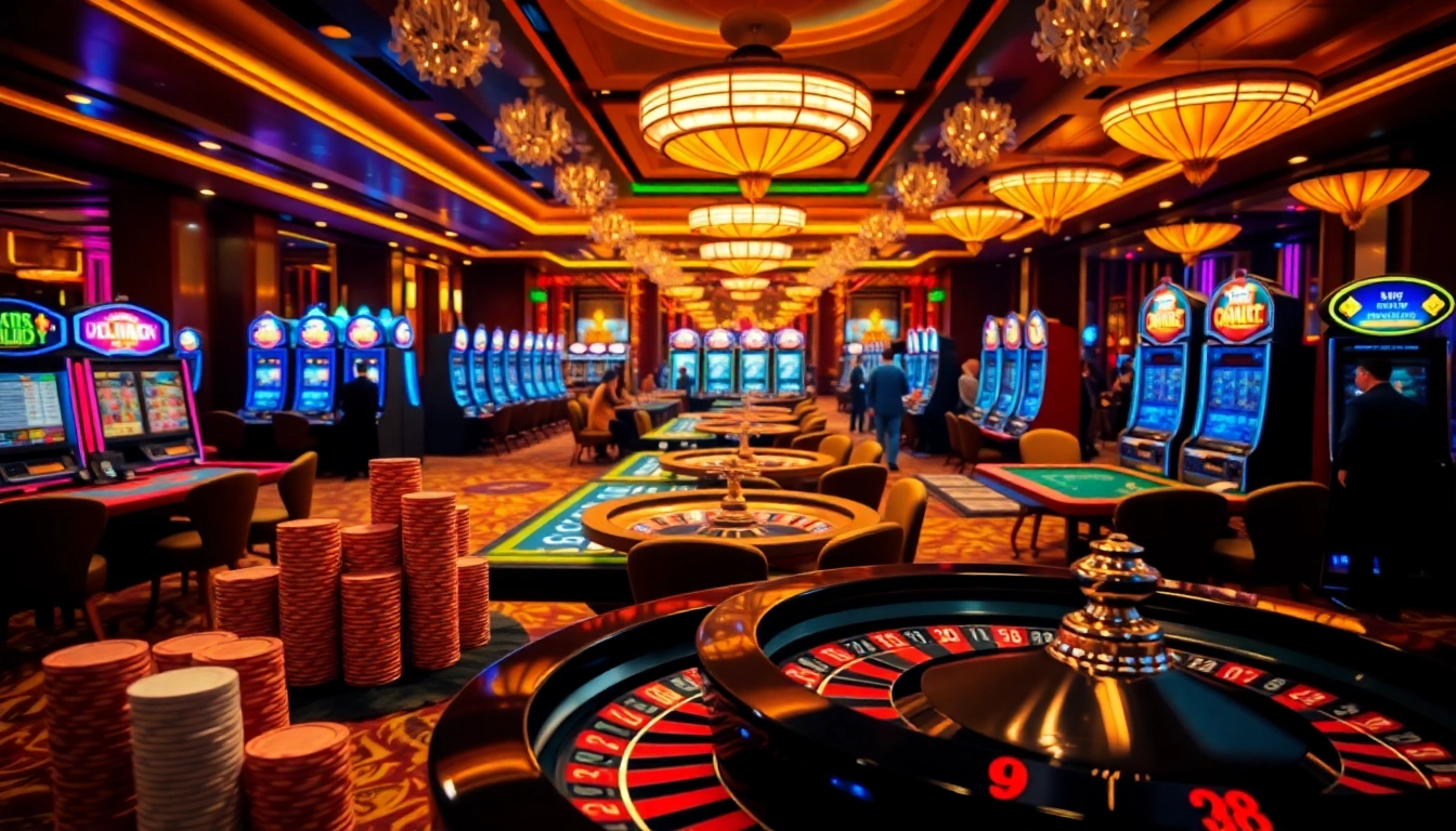 Engage in thrilling casino games at https://fly88.wtf/ featuring luxurious tables, vibrant lights, and excited players.