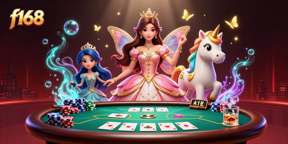 Experience f168 with thrilling 3D casino characters surrounded by dynamic poker elements in a vibrant scene.