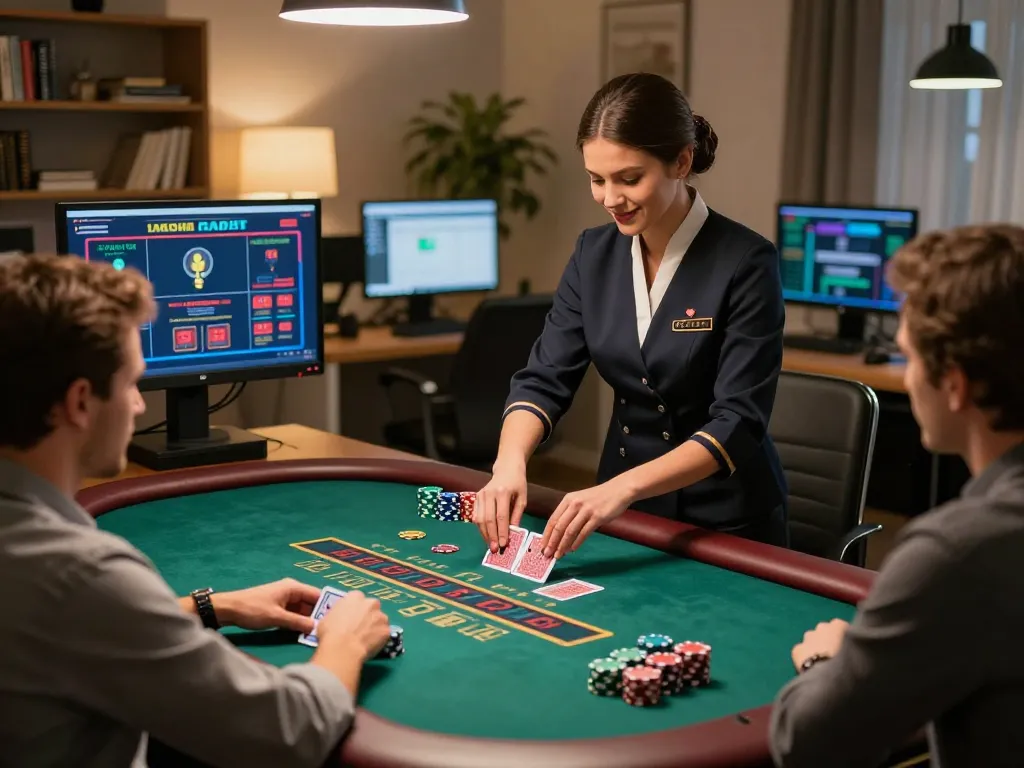 FLY88 live dealer blackjack game in a stylish online casino setting with engaging gameplay and friendly dealer.