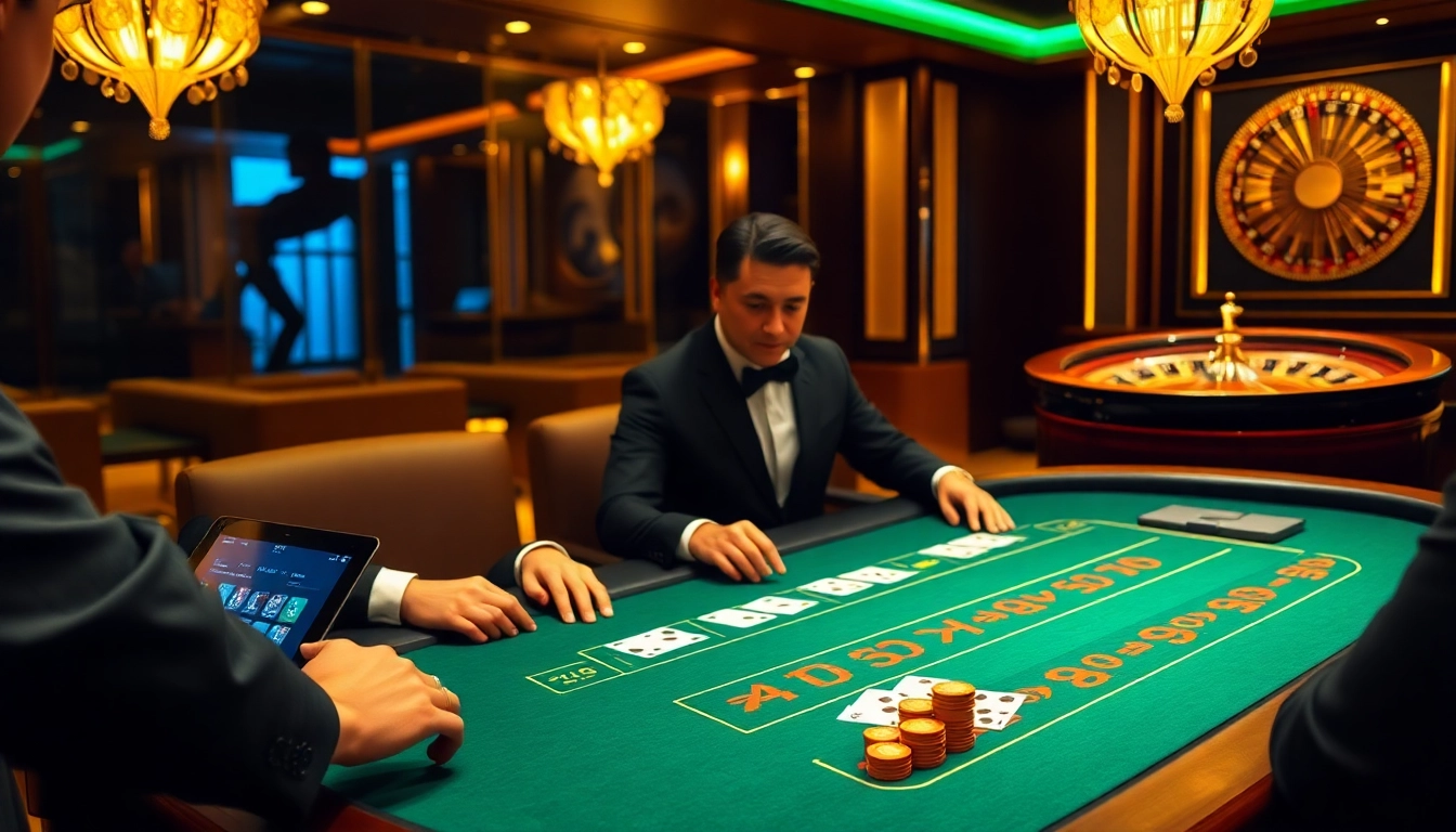 Players engaging in high-stakes blackjack at TG88, showcasing a vibrant casino atmosphere.