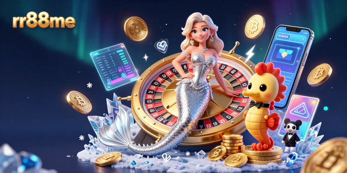 Experience the excitement of gaming at rr88me with a dazzling roulette scene and vibrant crypto elements.