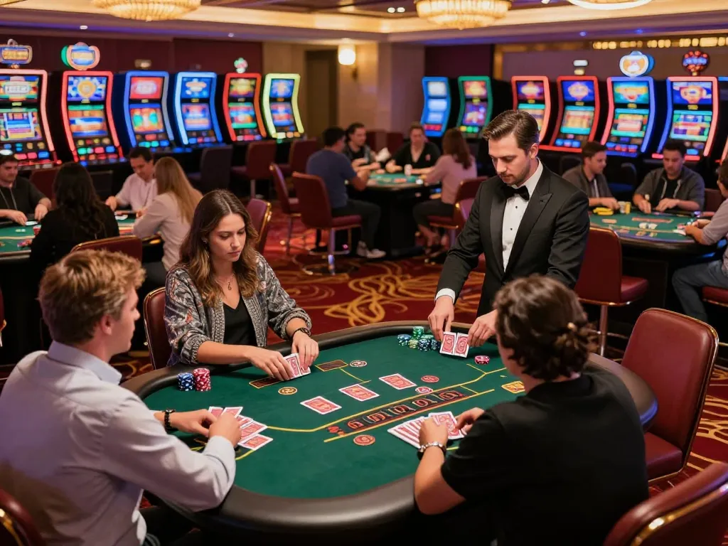 Players enjoying blackjack at a vibrant casino showcasing the thrilling atmosphere at https://sin88.expert/.