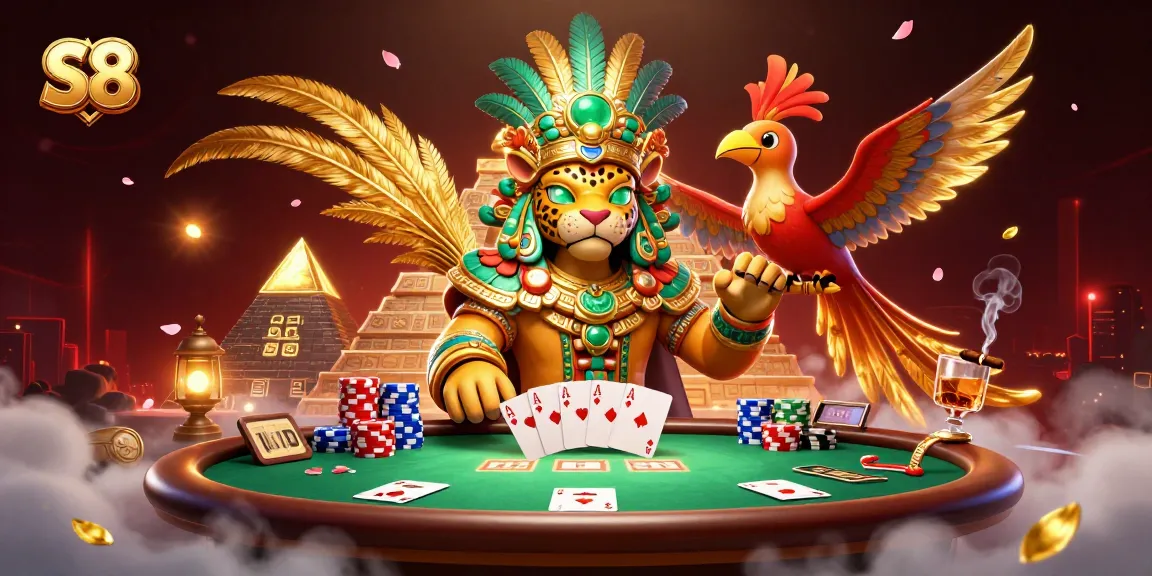 S8 players experience intense poker action with vibrant game elements and dynamic characters.