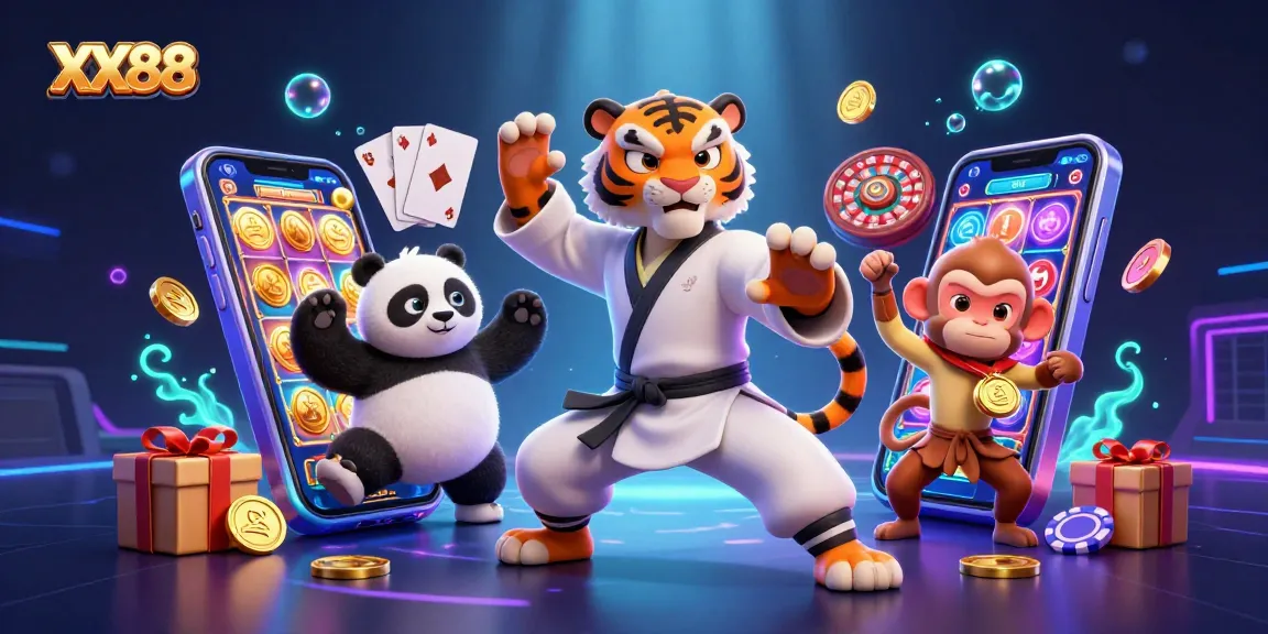Experience the thrilling gameplay at XX88 with our animated characters and vibrant casino elements.