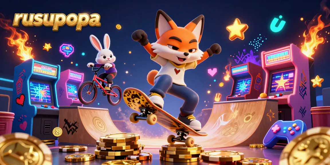 Experience thrilling gameplay at rusupopa with dynamic cartoon characters in an exhilarating casino scene.