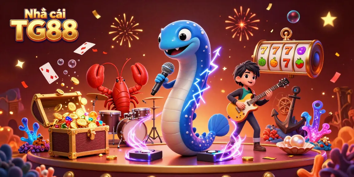 Experience excitement with Nhà cái TG88 as colorful characters celebrate in an underwater casino.