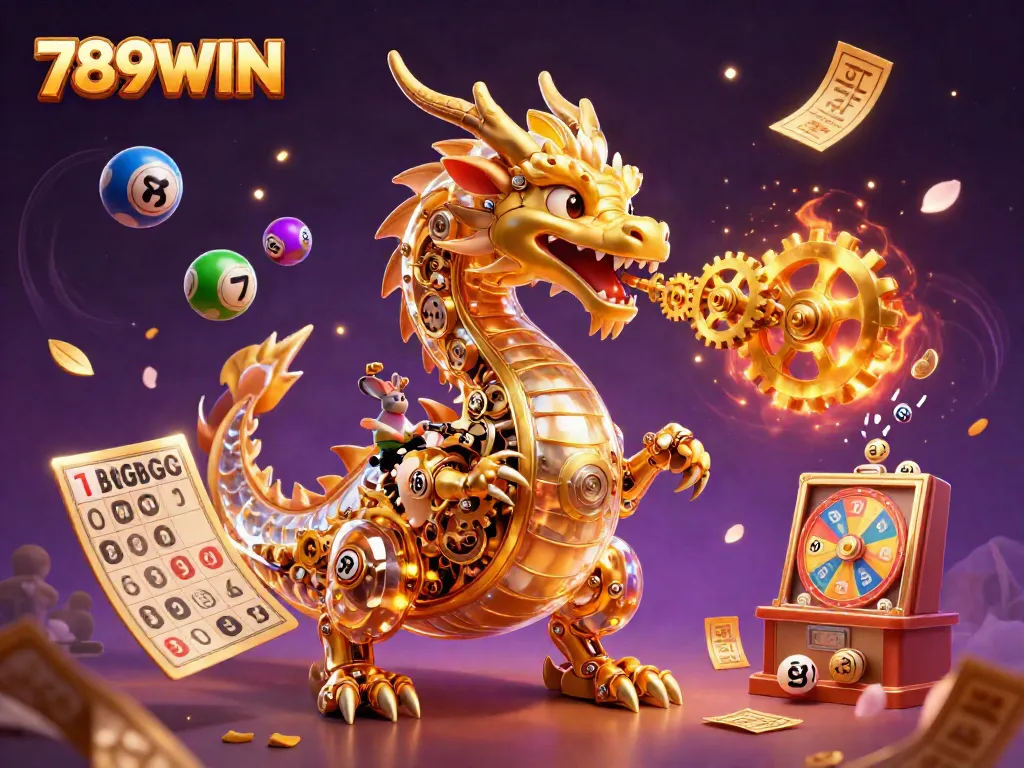 Experience the excitement of gambling with 789WIN, featuring a golden dragon surrounded by vibrant game elements.
