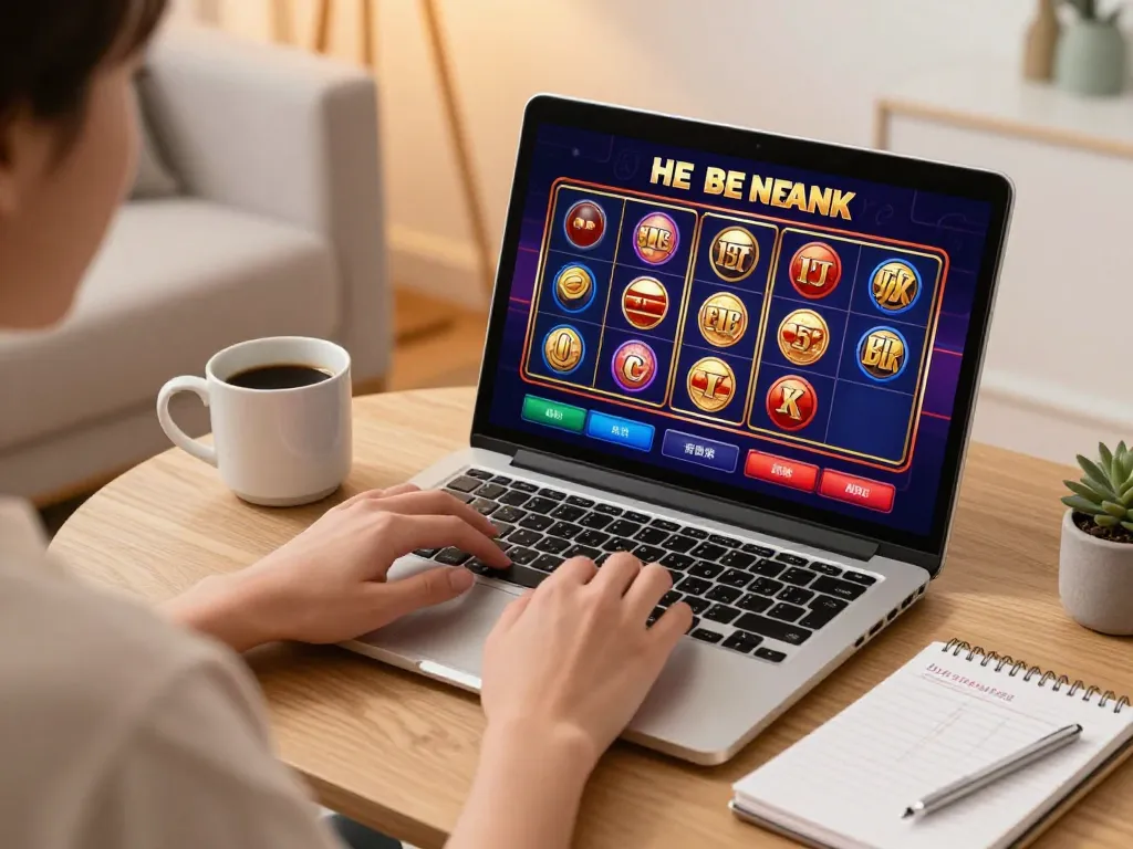 Person gaming on ALO8 app in cozy home setting, showcasing engaging slot gameplay.