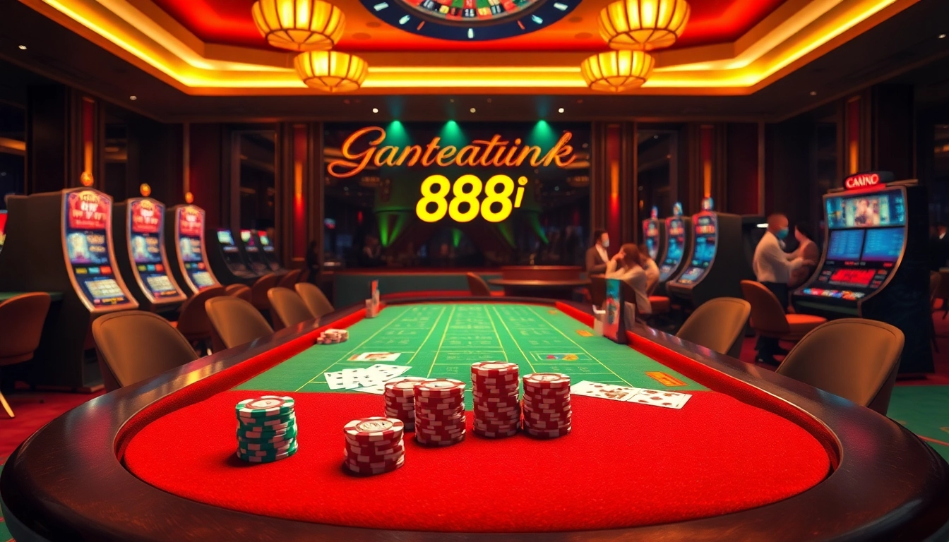 Experience the thrill of high-stakes gaming at https://888vi.biz/, featuring poker chips and slot machines.