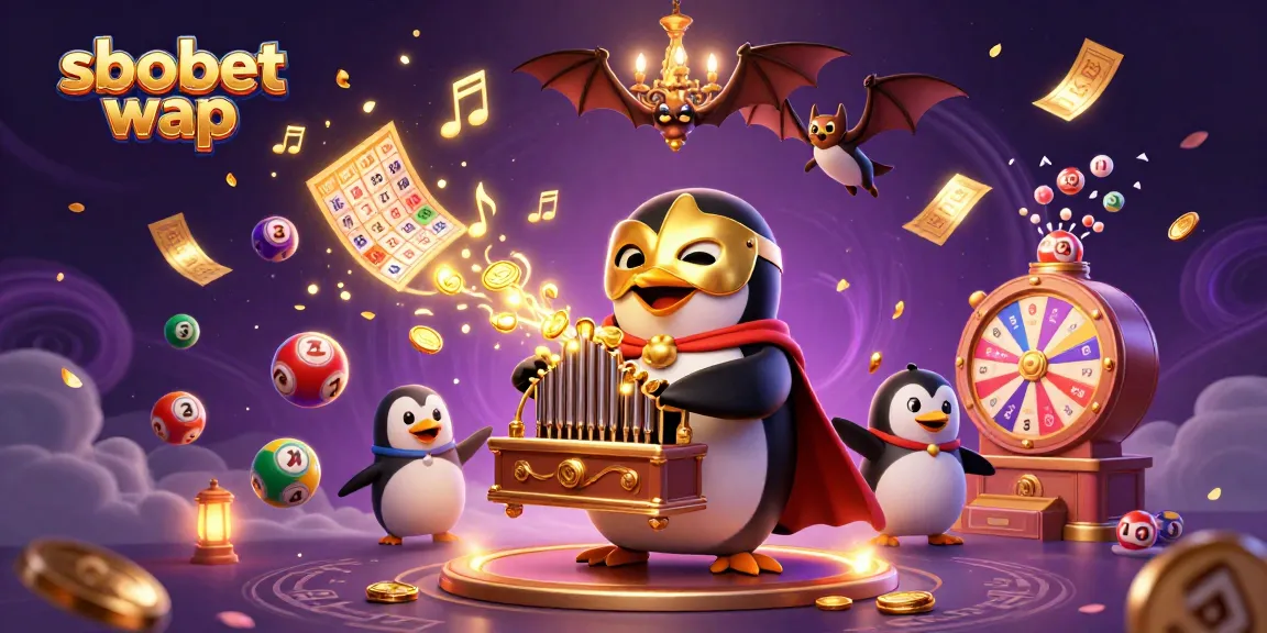 Experience sbobet wap with vibrant lottery balls and golden coins in a dynamic casino scene.