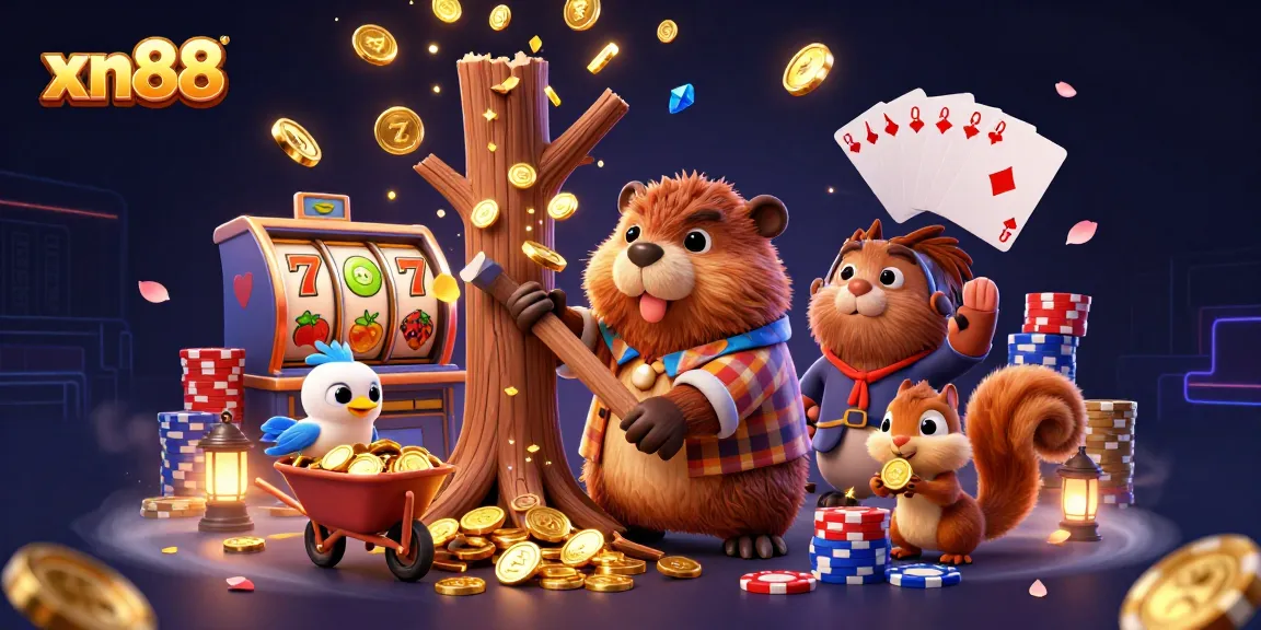 Engage with thrilling slot reels and gold coins in the xn88 casino illustration.