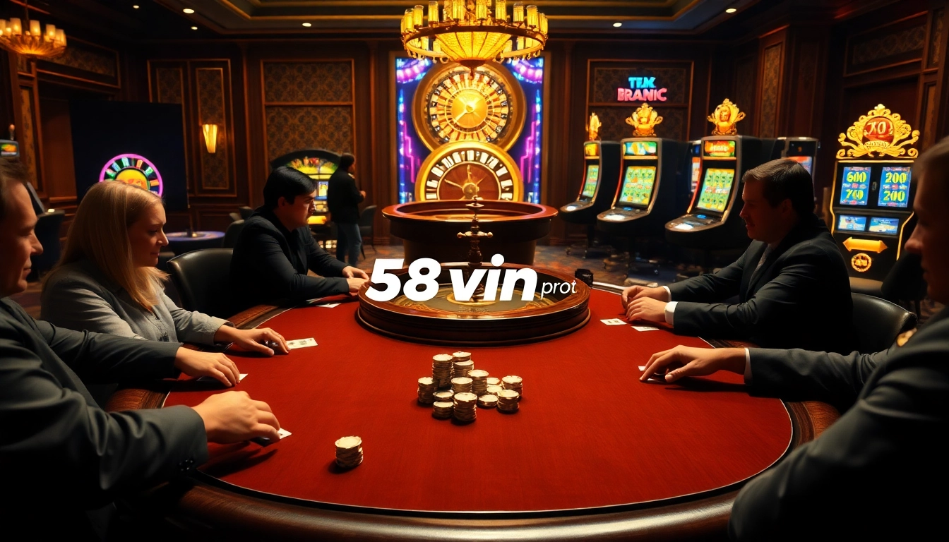Experience the excitement of 58win pro with players engaging at a luxury casino table.