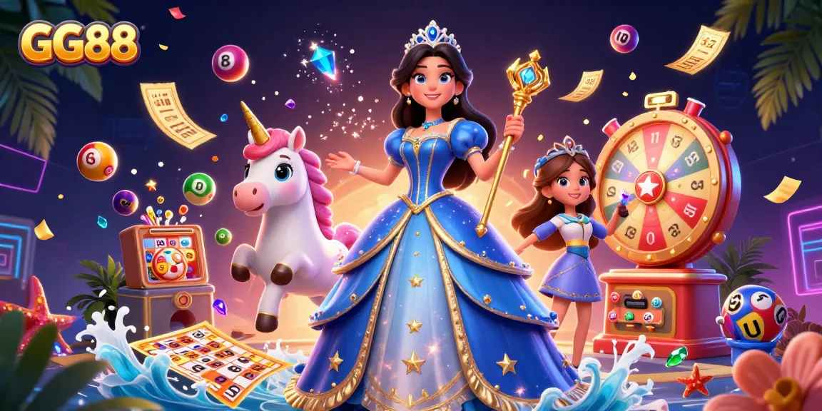 Play and win at GG88 with this vibrant 3D illustration of a glamorous scene filled with gaming excitement.