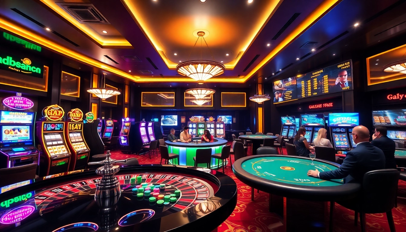 Engaging casino scene showcasing online gambling features at https://tg88.to/ with vibrant lights and excitement.