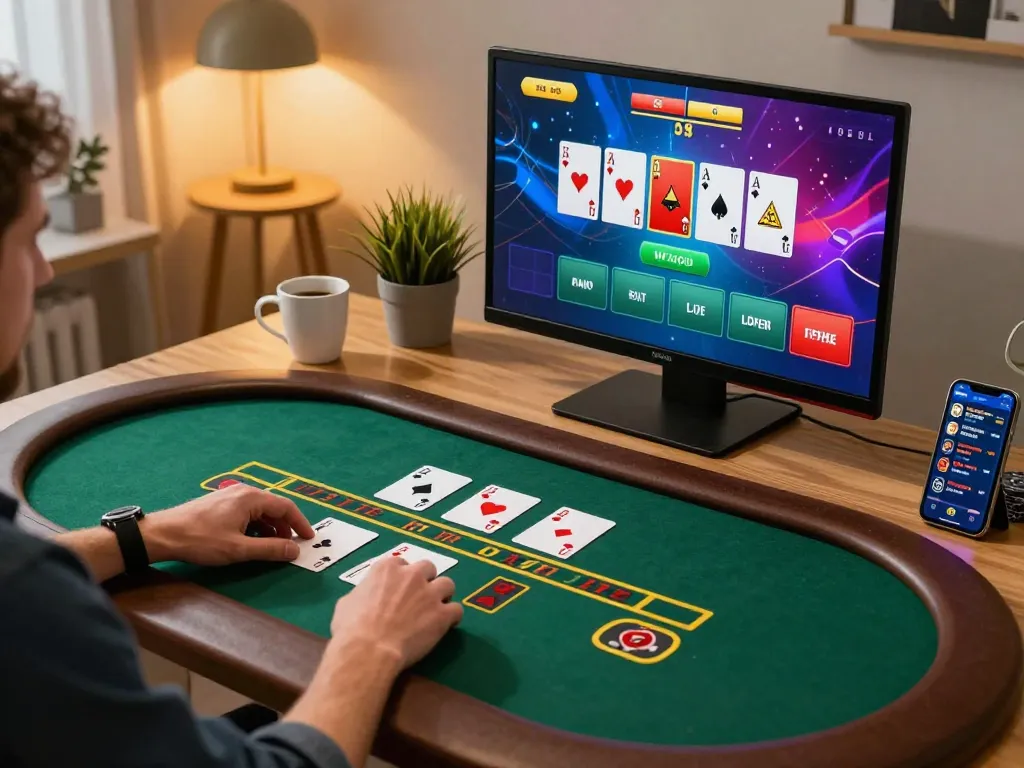 Player engaging with sc88 online blackjack, showcasing dynamic betting options in a modern setting.