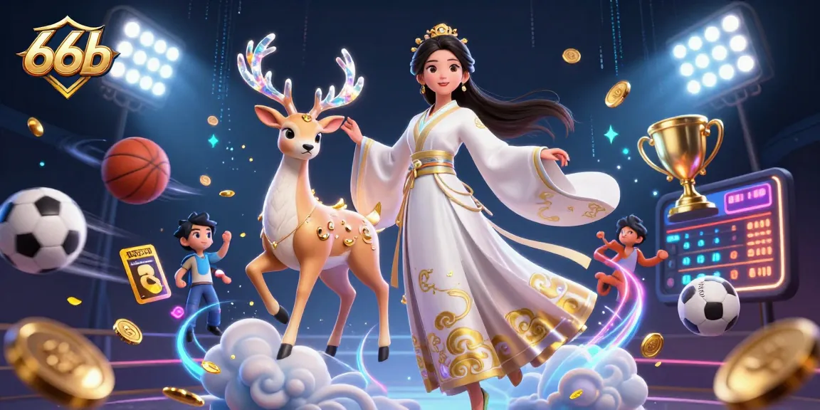 Experience thrilling gameplay with 66b in this vibrant casino scene featuring dynamic sports elements.