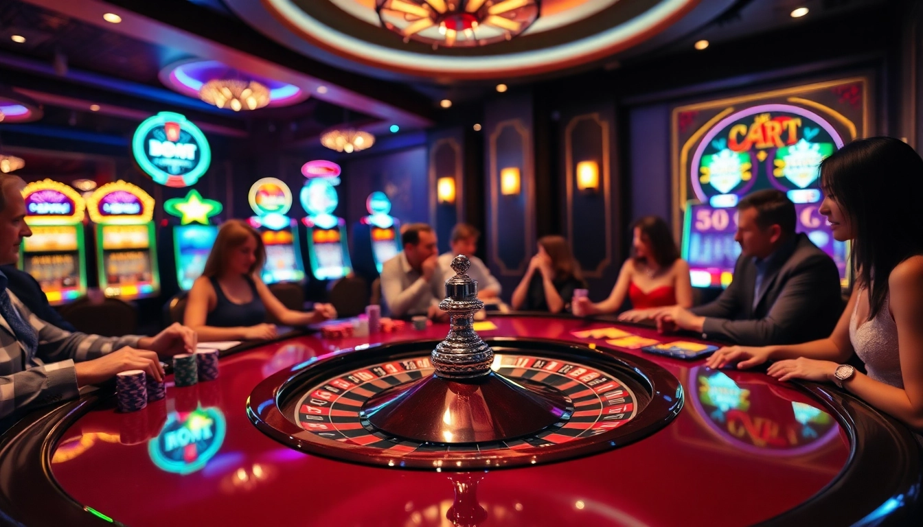 Hit club players enjoying a thrilling card game at a luxurious casino table.