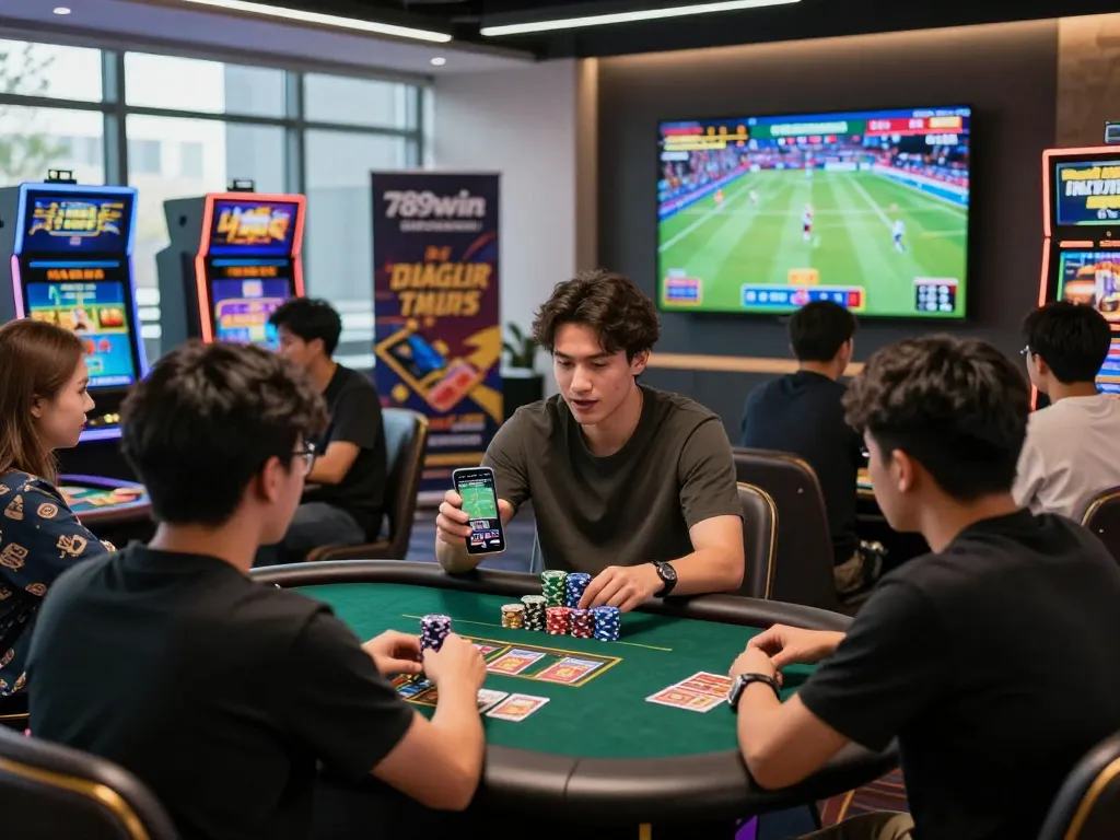 Engaged players enjoying gaming activities at 789win.com, showcasing sports betting and live casino.