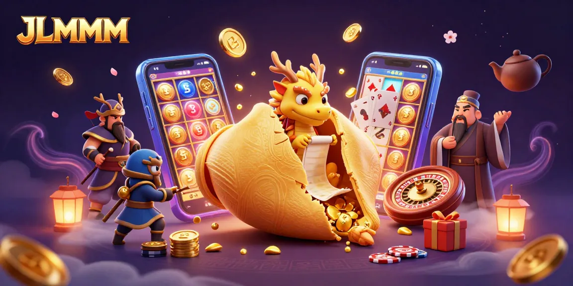 JLMMM players enjoy vibrant gaming with golden fortune cookie and animated casino elements.