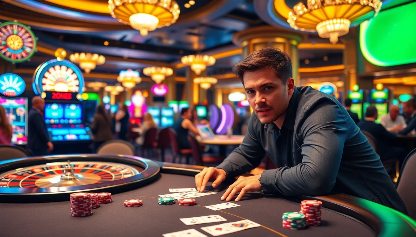 Experience the thrill of gambling at XX88 with vibrant poker tables and spinning roulette wheels.