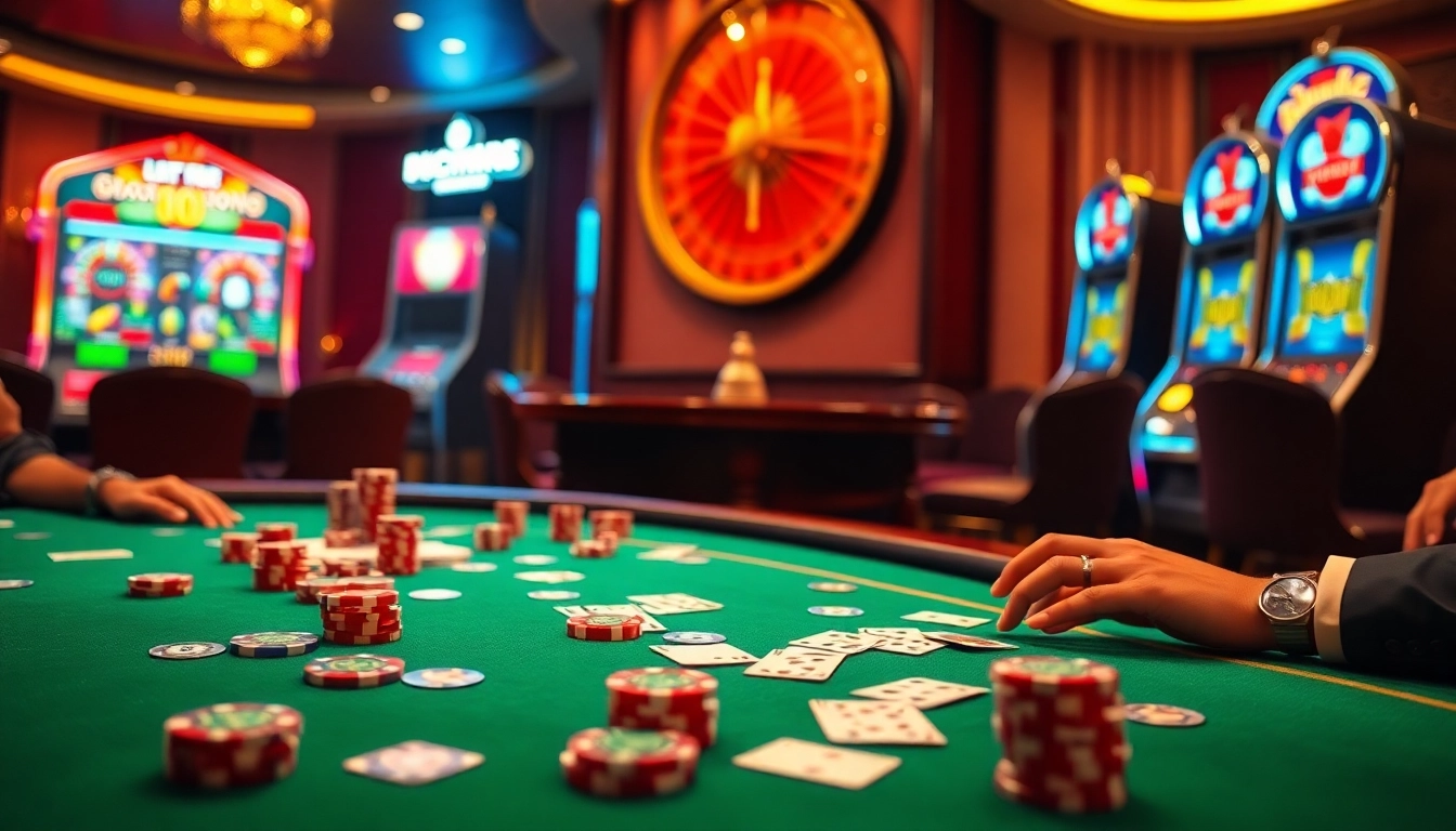 Players enjoying thrilling games at PG66 casino with poker chips and roulette wheel.