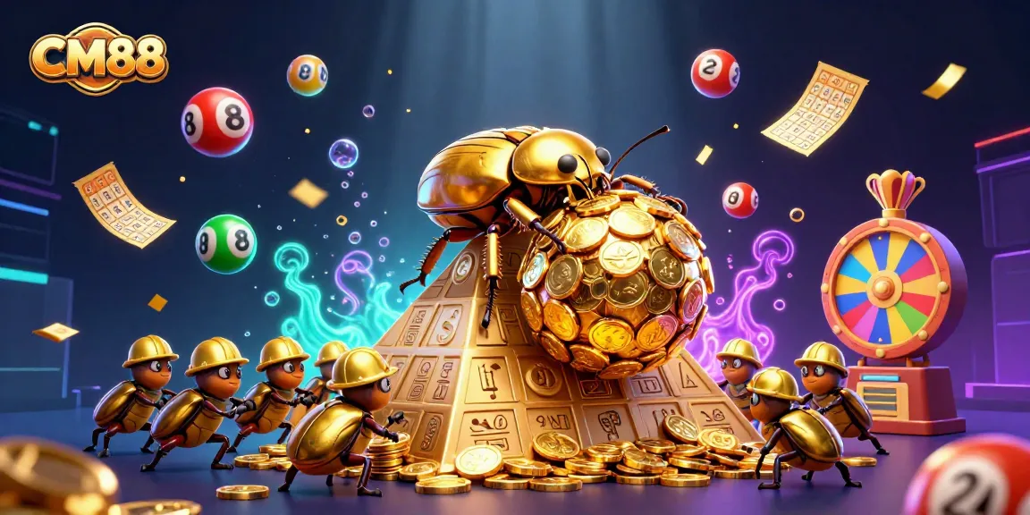 Enhance winnings at CM88 while experiencing vibrant casino adventures with golden beetles and lottery elements.