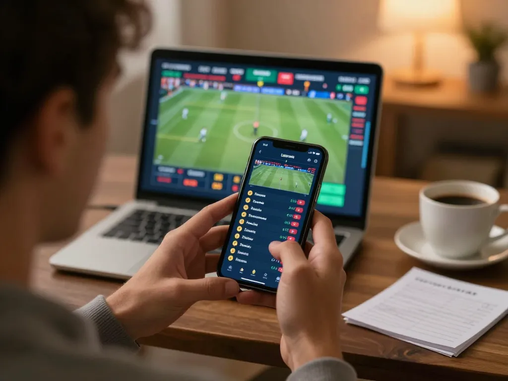 Socolive enhancing your sports betting experience with live odds and match highlights in a cozy home setting.