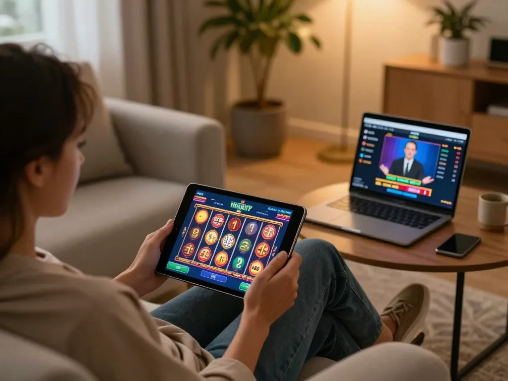Experience online gaming at ok365 with vibrant slot games and a cozy setup for strategic fun