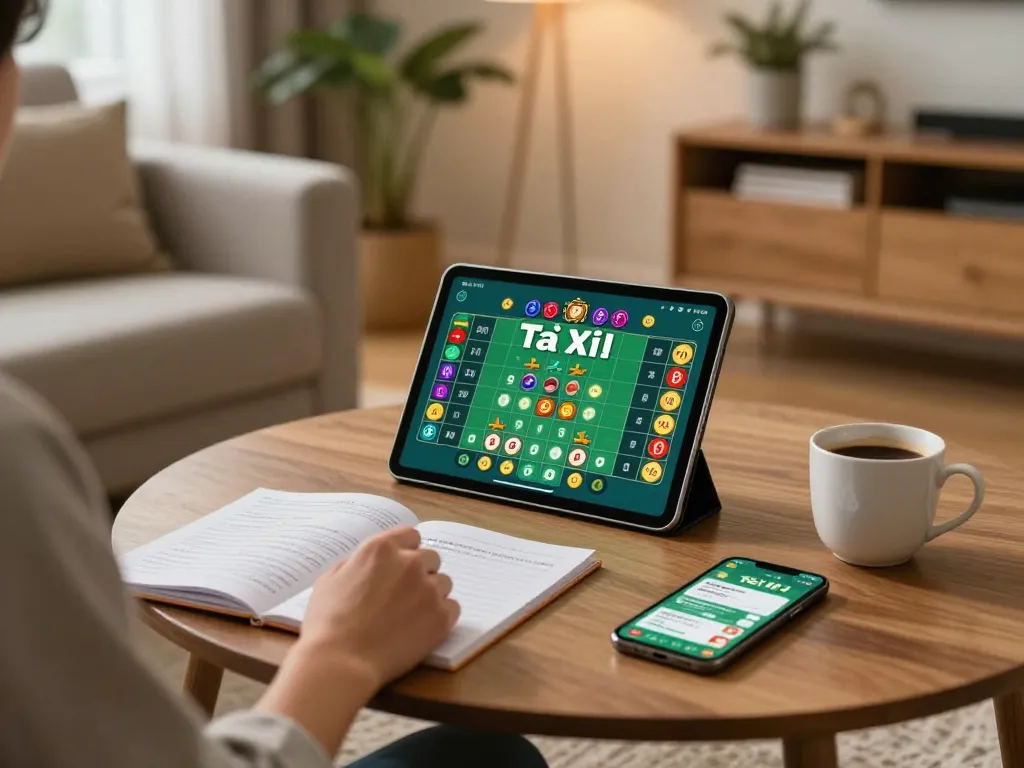 Engaging in app tài xỉu online uy tín in a cozy home setting while analyzing gaming strategies.