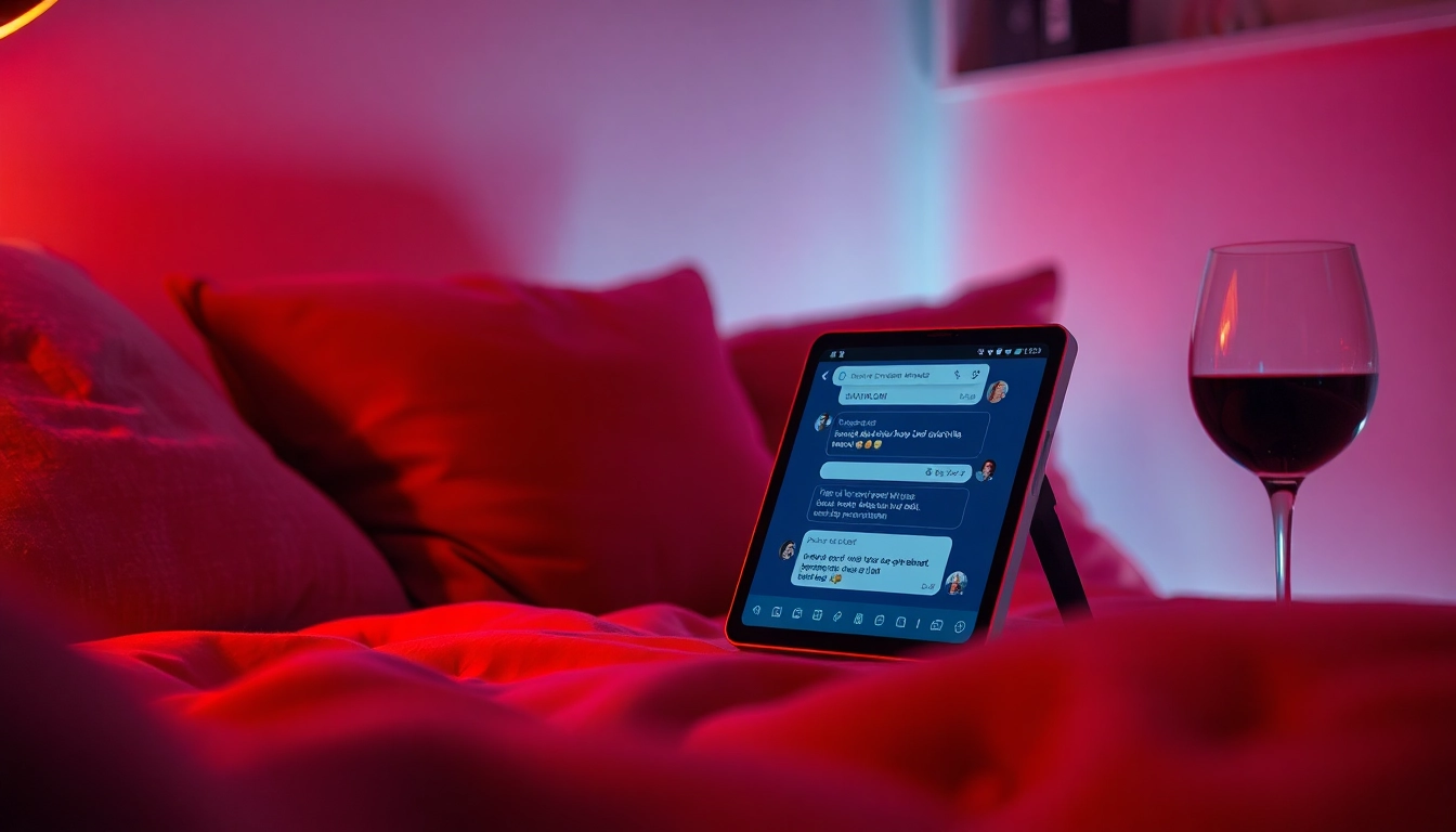 Engaging nsfw ai chat interface in an intimate, inviting setting.