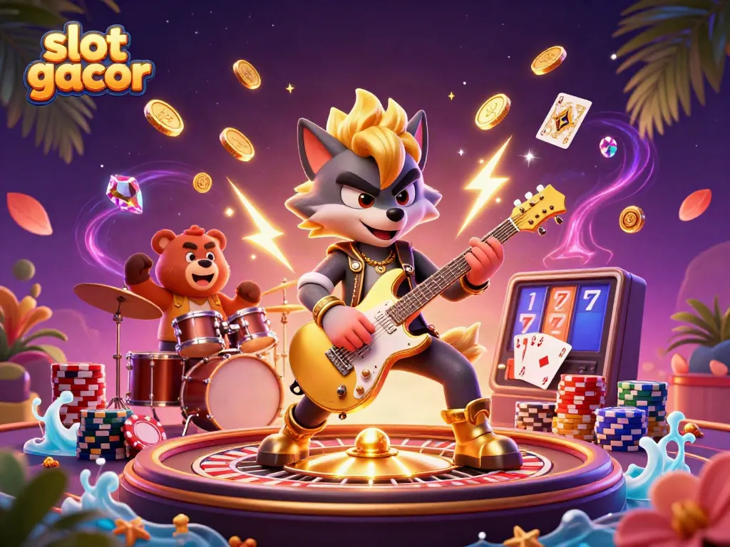 Spin the reels with slot gacor surrounded by a dynamic scene of winnings, energy, and excitement.