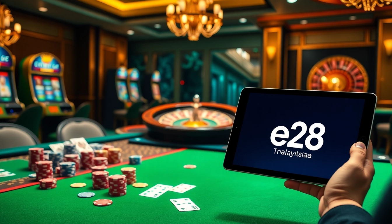 Experience thrilling gameplay at e28 malaysia with vibrant casino tables and engaging slot machines.