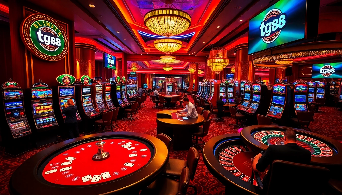 Experience excitement at tg88 casino with players enjoying dynamic games and vibrant atmosphere.