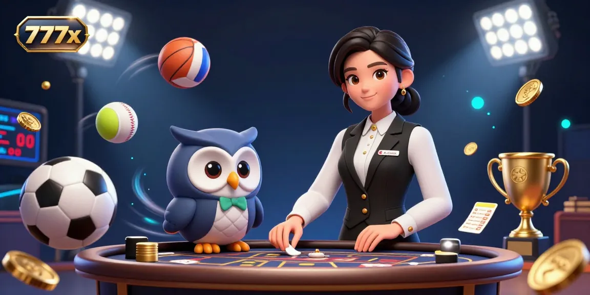 Engage with the dynamic gaming experience at 777x featuring dealers and sports elements in action.