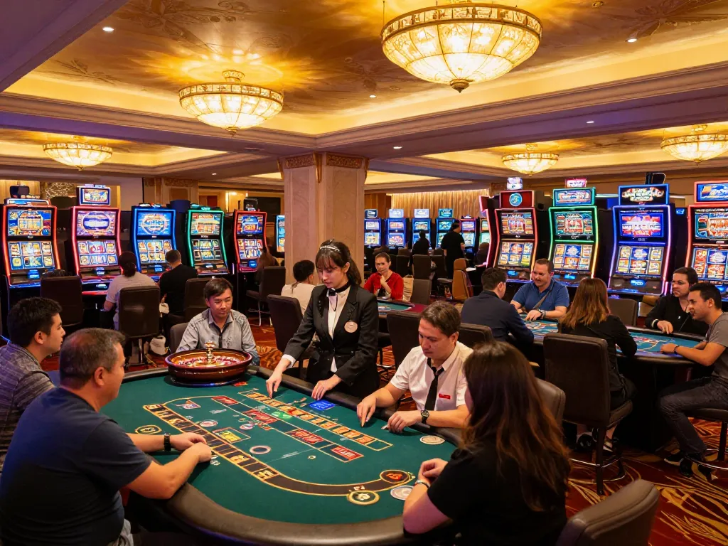 Players enjoying games at F168VIP casino floor with vibrant atmosphere and lively roulette action.