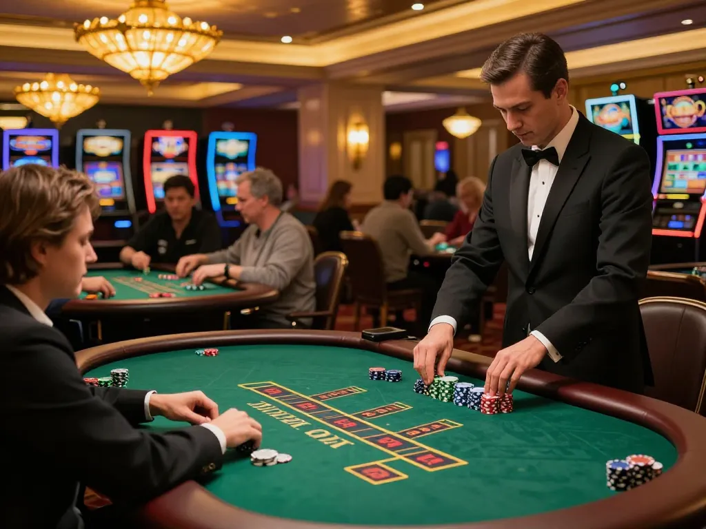 Players at elegant blackjack tables showcasing intense gameplay at hm88 com casino.