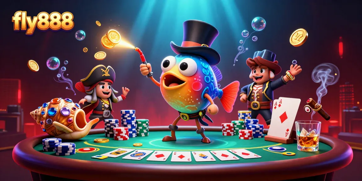 Catch golden coins in the vibrant sea world of fly888 with an anglerfish under bioluminescent lights.