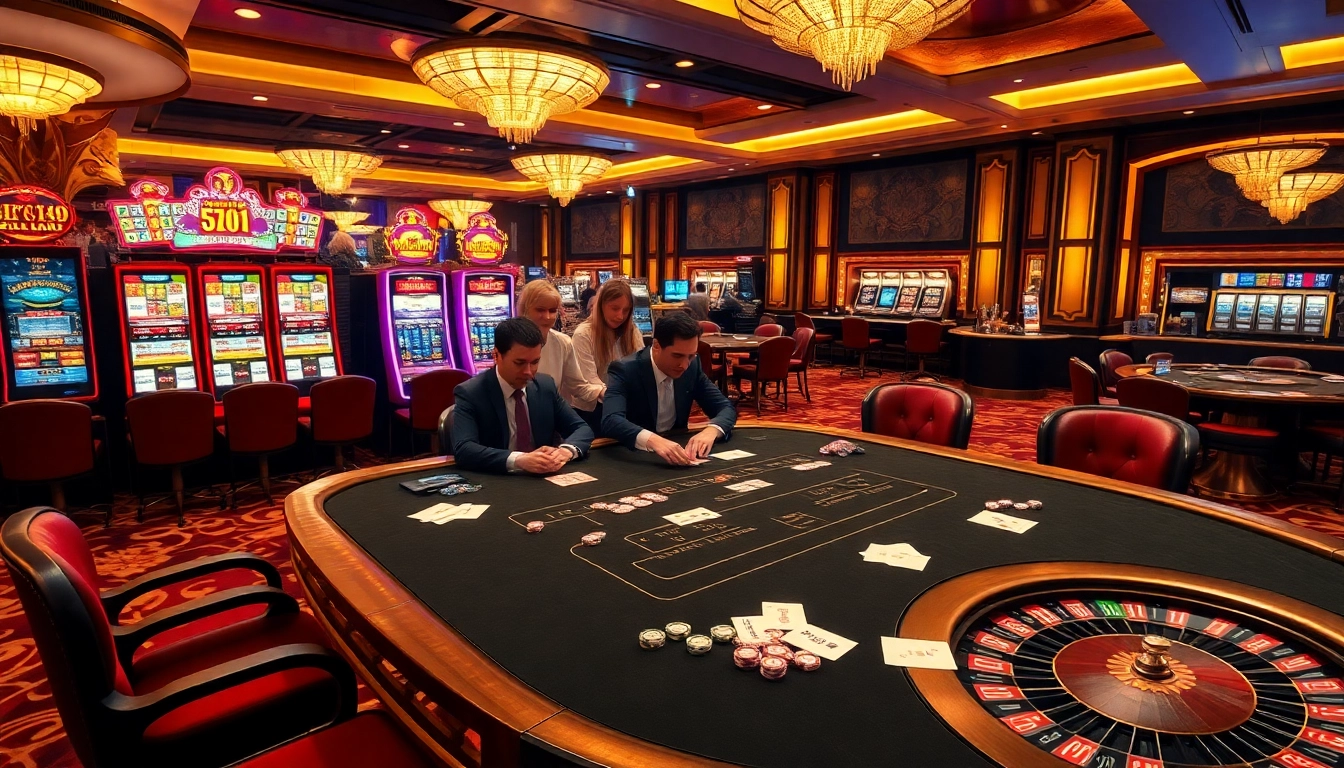 Engage in high-stakes poker excitement at http://sc88.link/ with vibrant casino elements like cards, chips, and slot machines.