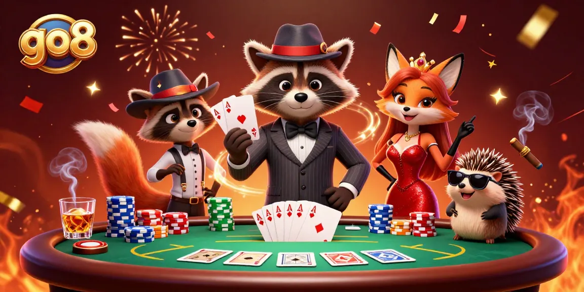 Experience thrilling poker action in 2026 as go8 features vibrant cartoon characters at the table.