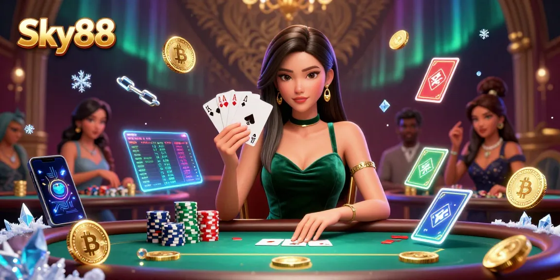 Play poker strategically at Sky88, where vibrant 3D coins and high-stakes gameplay await.