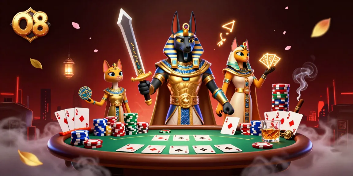 Engage in thrilling gameplay at O8 with vibrant poker action featuring iconic characters and game elements.