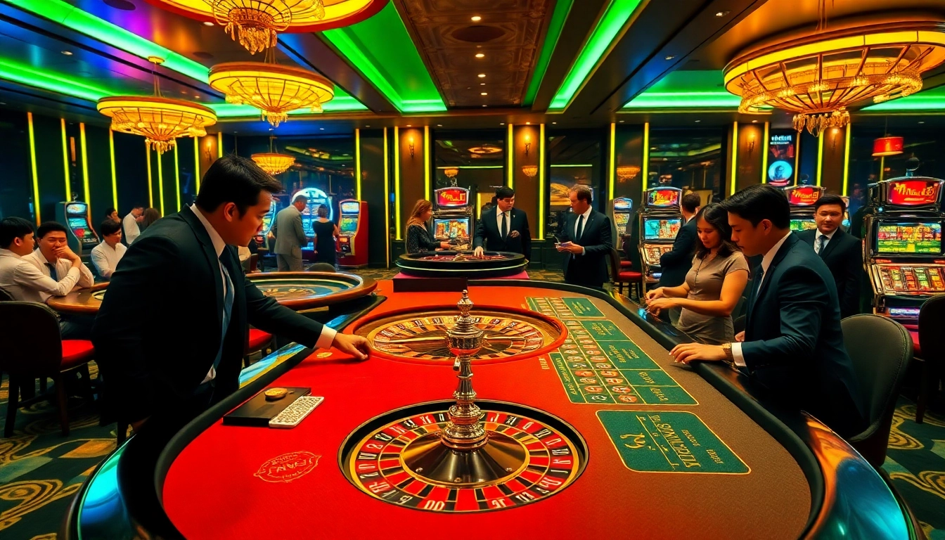 NHA CÁI NOHU90 engages players at a vibrant casino table with thrilling roulette and blackjack action.