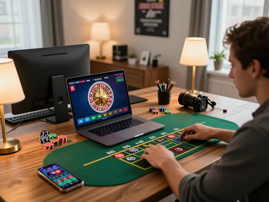 Player enjoying live roulette on DH88 platform, immersed in online casino experience.